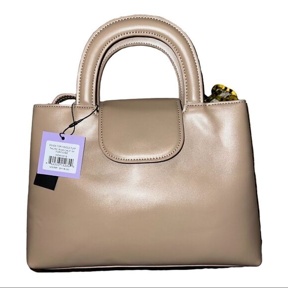House of Want Taupe Snack Top Handle Satchel Vegan Leather NWD - Picture 3 of 11